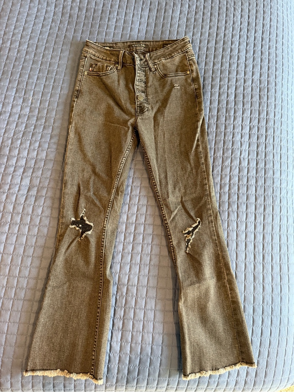 Vigoss Black Distressed Flare Jeans for Women
